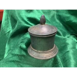 Vintage Solid Cast Brass Handcrafted Lidded Jar